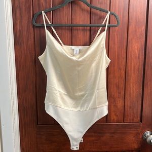 Satin cream tank bodysuit
